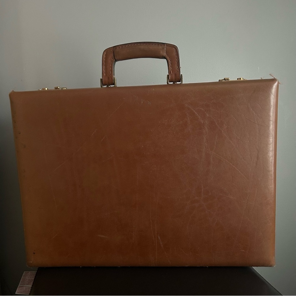 Renwick Brown Bull Hide Hardshell Vintage Briefcase